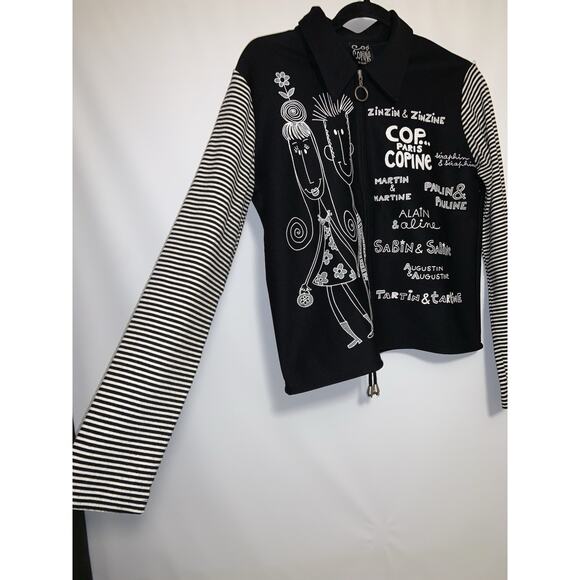 Cop Copine Vintage Jacket Black And White Striped Women’s Size Small / Medium? - Picture 3 of 13